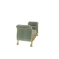 Luxurious Green Two Seater Sofa With Gold Carved Frame And Rolled Arms
