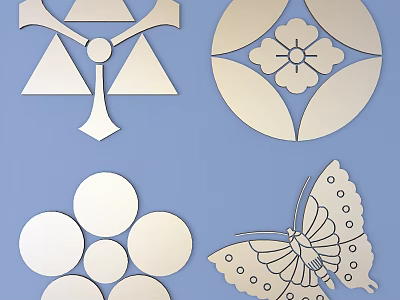 Various Intricate Artistic Carved Patterns Featuring Geometric Floral And Butterfly Designs 3d model