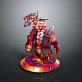 Warrior Man in Armor Holding Axe with Battle Stance on Glowing Base 3d model