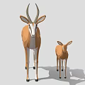 Low Poly Geometric Art Of Two Antelopes Adult And Baby Standing Side By Side