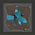 Geometric Blue Crystal Decorative Ornament Set With Prismatic Shapes On Brown Base And Small Accents