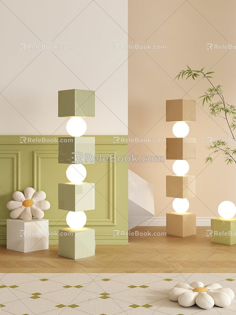 Modern floor lamp cream square floor lamp 3d model