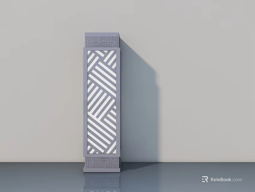 Elegant Gray Panel Door Featuring Geometric Pattern And Decorative Frame Design 3d model