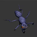 3D Mantis Insect Model With Purple Body Yellow Accents Large Eyes And Long Limbs