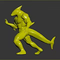 Blue And Yellow Superhero Character With Lightning Symbol Helmet Standing Pose Fictional Creature
