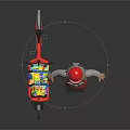 Cartoon Character With Red Hat Gray Beard And Red Outfit Near Colorful Building Blocks Motorcycle