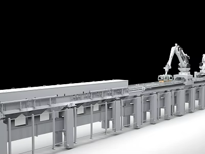 Industrial Automated Production Line Equipment With Robotic Arms And Conveyor System 3d model