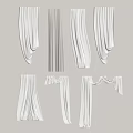 White Curtains Displaying Various Draping Styles And Pleated Designs On Light Background 3d model