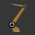 Yellow Robotic Arm With Mechanical Joints And Stable Base On Gray Background 3d model