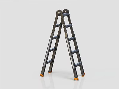 Dark Colored Folding Ladder With Anti Slip Feet And Sturdy Design 3d model