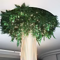 Floral Installation Design in Modern Interior with Green Plant Column and Overhead Foliage