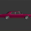Classic Pink Sedan Car With Shiny Body And Rear Side View
