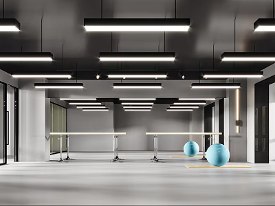 Modern Fitness Gym Training Space With Exercise Balls And Workout Equipment 3d model