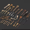 Diverse Utensil Set With Various Shapes Sizes Wooden Metal Cutlery Pieces