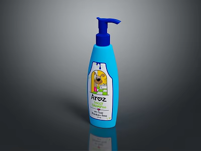 Blue Hand Wash Bottle With Pump Dispenser And Cartoon Dog Design 3d model