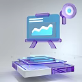 Tech Inspired UI Design Featuring Transparent Purple Blue Panels Data Charts And Checkmark Icon 3d model