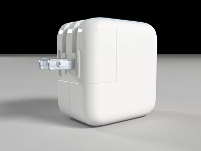 White Power Adapter with Plug and Compact Design for Electronic Devices 3d model