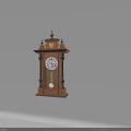 Vintage Wooden Grandfather Clock With Carved Decor Roman Numeral Dial And Pendulum