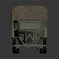 Vintage Light Green Truck With Brown Canvas Covered Bed And Classic Design