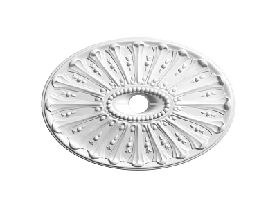 Decorative White Round Ceiling Medallion With Ornate Pattern And Central Hole 3d model