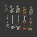 Cold weapons Sword Axe Hook Fork Spear Trident Melee Weapon Military 3d model