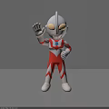 Game Movie Character Silver Red Suit Glowing Eyes Waving Hand Standing Pose