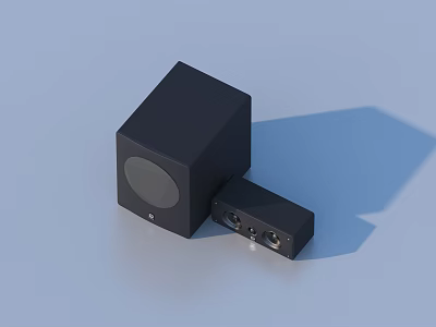 Black Cube Wireless Speaker With Small Adapter For Home Daily Use 3d model