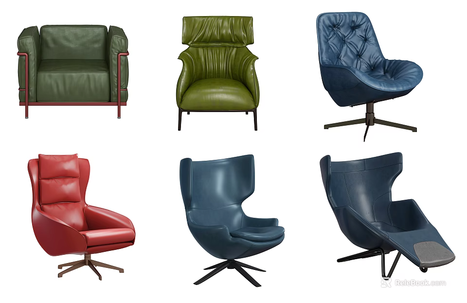 Modern Single Sofa Showcase With Various Colors Different Designs And Leather Material 3d model