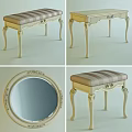 Elegant Sofa Bench With Striped Cushion And Carved Cream Legs