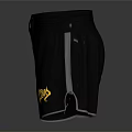 Black MMA Shorts With Yellow Logo And White Side Stripes