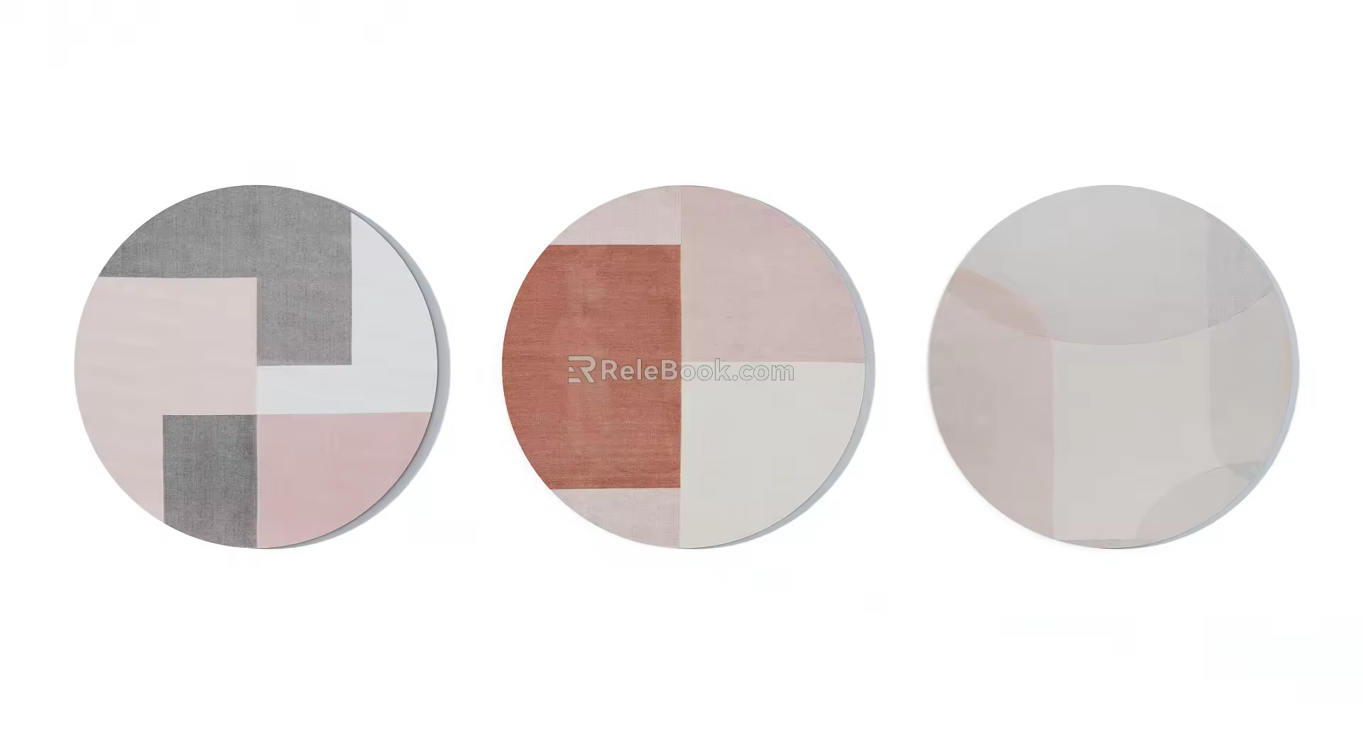Modern Round Carpet Pink Geometric Pattern Girl Round Carpet Combination 3d model