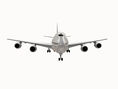 Large Passenger Plane With Four Engines And Extended Landing Gear In Flight 3d model