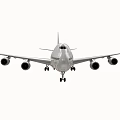 Large Passenger Plane With Four Engines And Extended Landing Gear In Flight