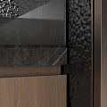 Modern Stylish Wine Cabinet With Wooden Base Metal Frame And Glass Shelves