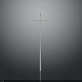 Tall White Electric Pole Structure With Cross Arms Against Gray Background 3d model