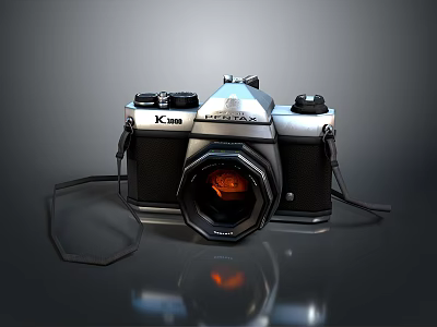 Vintage K mart Mechanical Camera With Black Silver Body And Orange Lens 3d model
