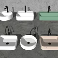 Modern Bathroom Sinks In White Green Beige Colors And Square Round Shapes With Black Faucets