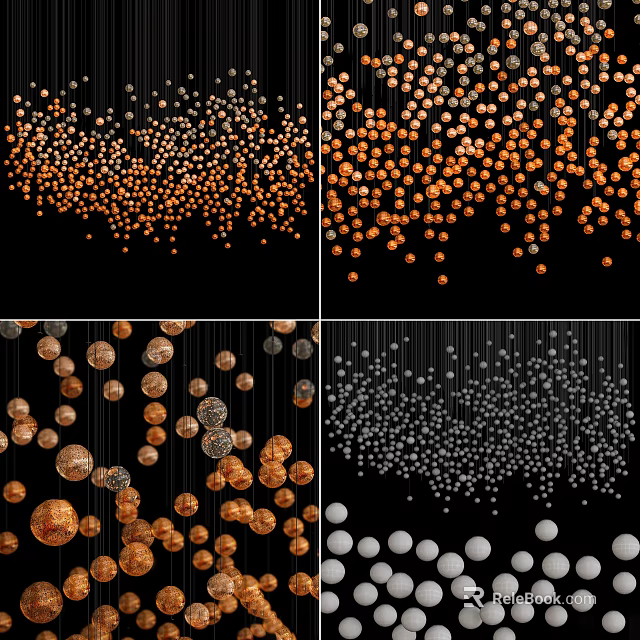 Stylish Irregular Pendant Lights With Gold Silver Spherical Hanging Designs 3d model 