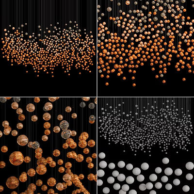 Stylish Irregular Pendant Lights With Gold Silver Spherical Hanging Designs 3d model