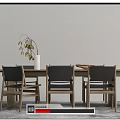 Quiet Dining Table and Chair Combination Long Table Dining Table and Chair Combination Dining Chair 3d model