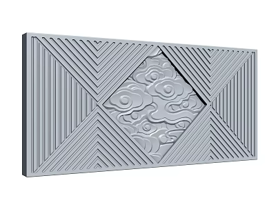 Gray Floor Tile Featuring Geometric Stripes And Central Cloud Motif Design 3d model
