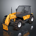 Yellow Utility Vehicle Design With Large Tires Front Bucket And Reflective Surface