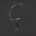 Ancient Scythe Like Weapon With Dragon Shaped Handle And Intricate Metallic Craftsmanship