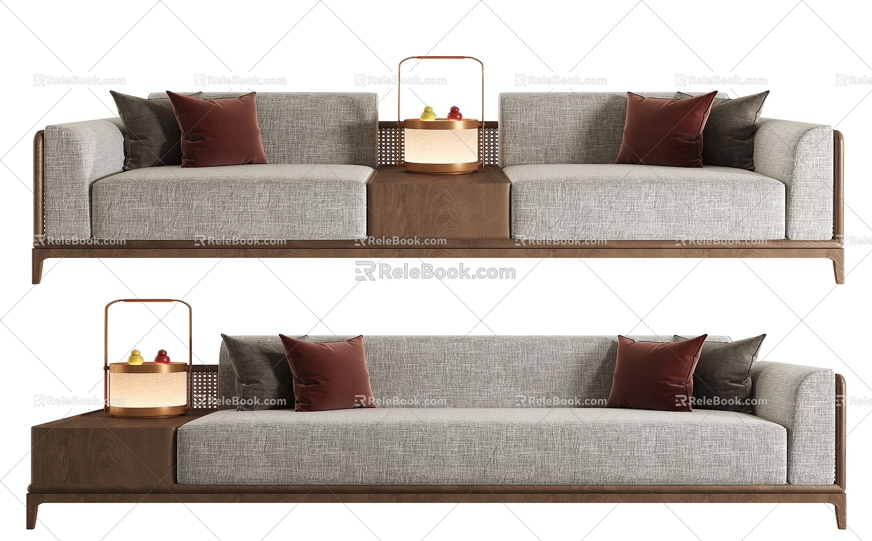 New Chinese-style Multi-person Sofa Sofa 3d model