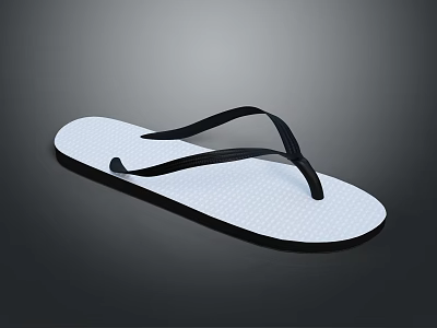 White Flip Flops With Black Straps And Textured Sole For Casual Everyday Wear 3d model