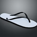 White Flip Flops With Black Straps And Textured Sole For Casual Everyday Wear
