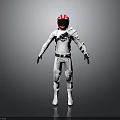 Sci Fi Character In White Armor With Red Helmet Detailed Combat Suit And Protective Gear