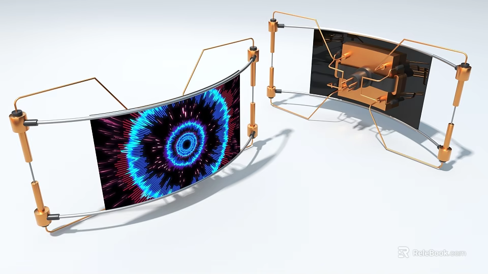 Advanced Industrial Equipment With Curved Display And Metal Mechanical Support Structure 3d model 