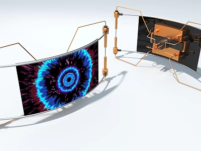 Advanced Industrial Equipment With Curved Display And Metal Mechanical Support Structure 3d model