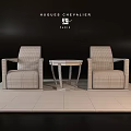 Modern Leather Leisure Chairs With Accent Table And Patterned Rug In Living Space